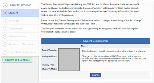 Step 2: Student Information